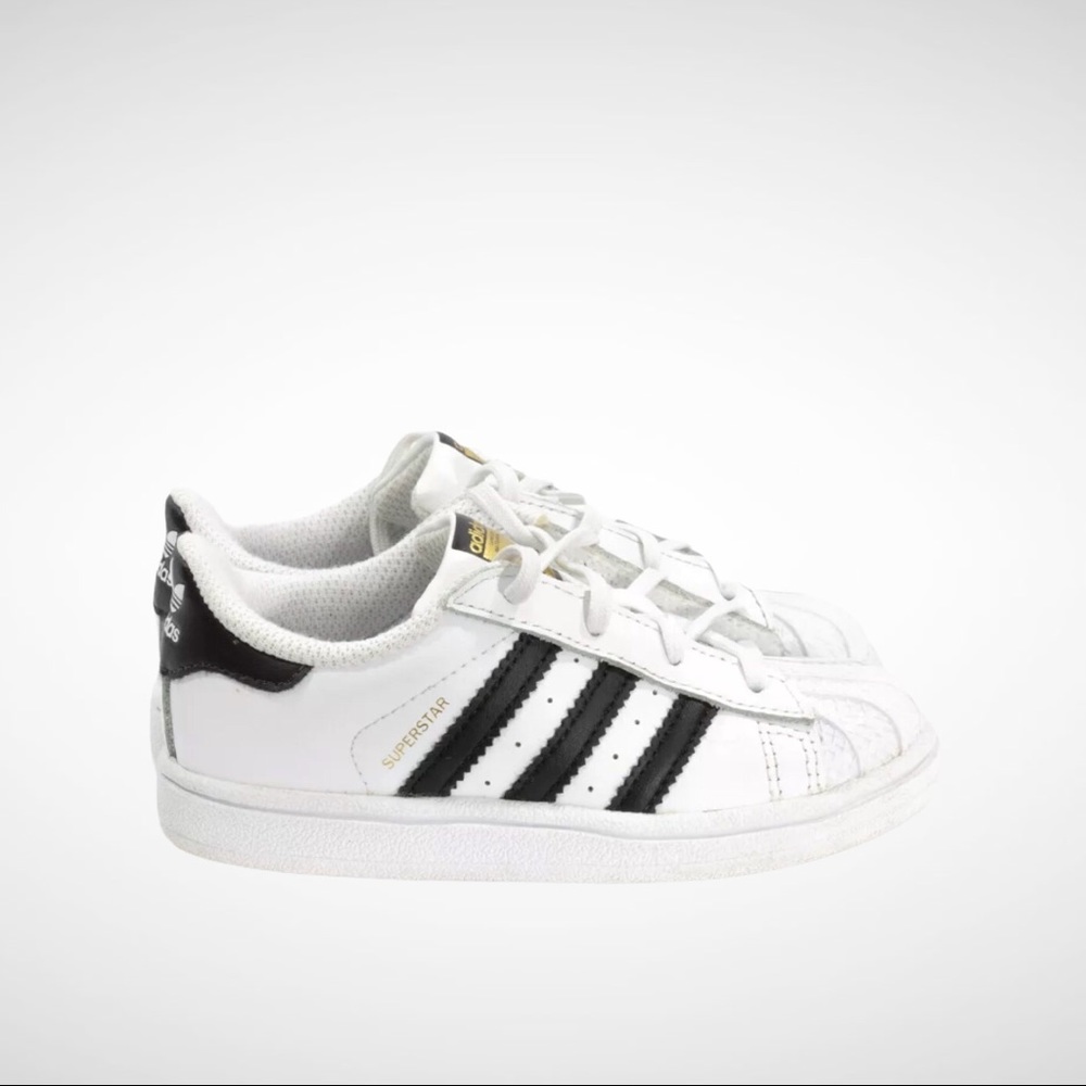Adidas Superstar White Black Kids Shoes Size 8